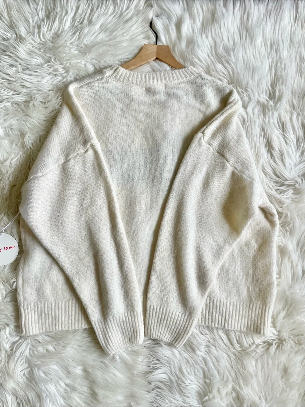 Bailey Rose Women's Cream Soft Ribbed Knit Graphic Dog Lover Sweater Medium NWT - Picture 14 of 16